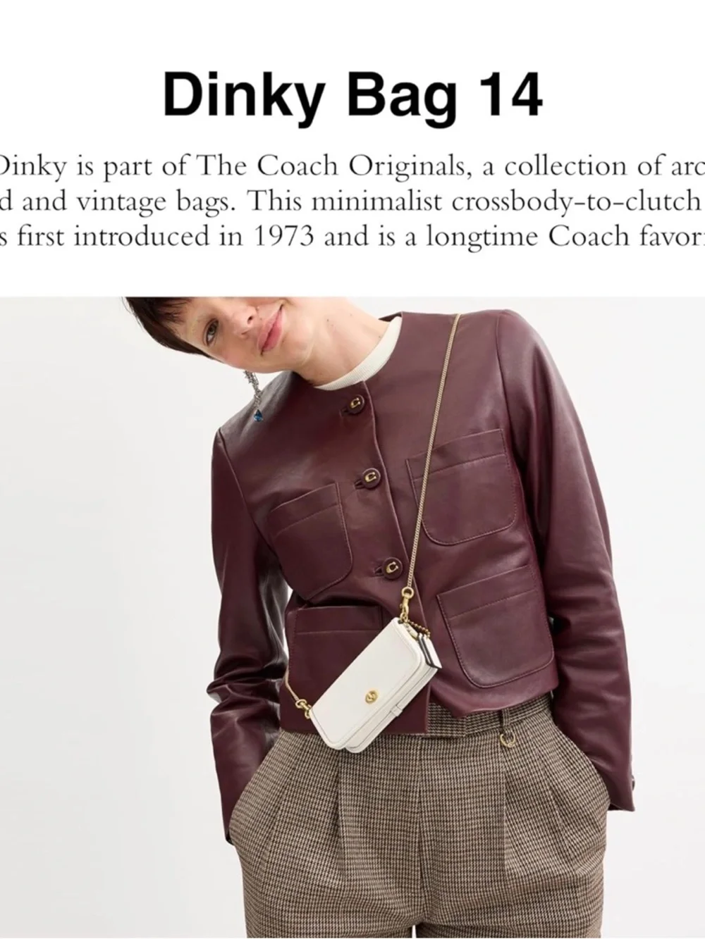 Dinky Coach White Leather Chain Crossbody Bag - Picture 5 of 7